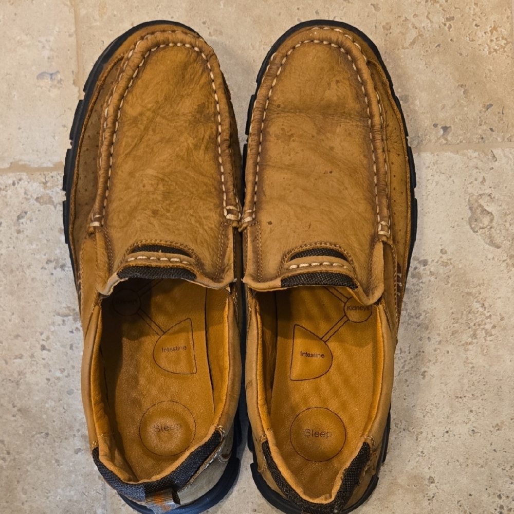 Men's Brown Leather Venshine Slip-On Loafers Size 12